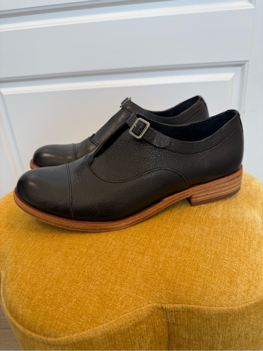 Kork-Ease Black Leather Niseda Oxford with Buckle